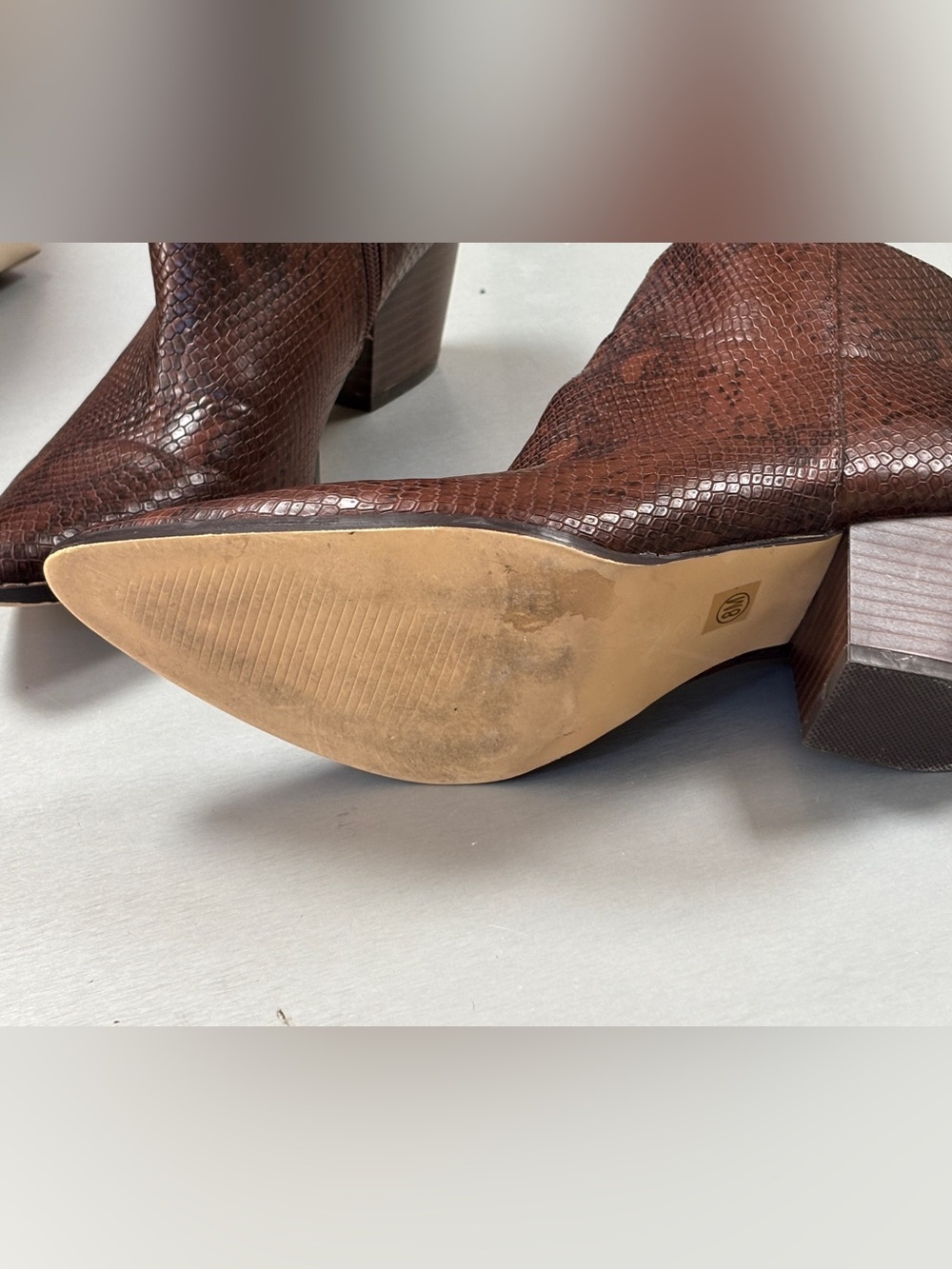 Western Brown Snake-Embossed Ankle Boot 8 - Picture 10 of 12